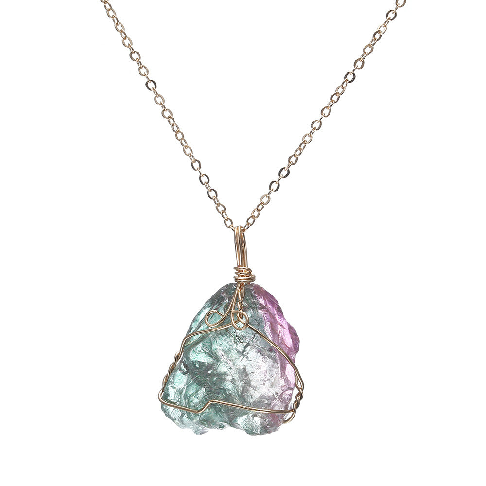 Natural rough stone pendant necklace