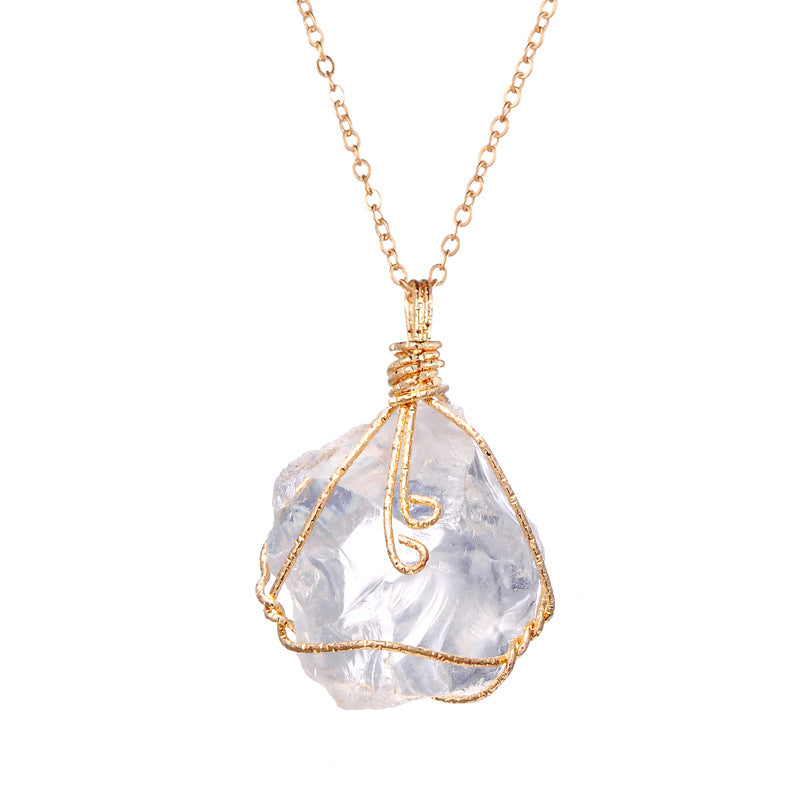 Natural rough stone pendant necklace