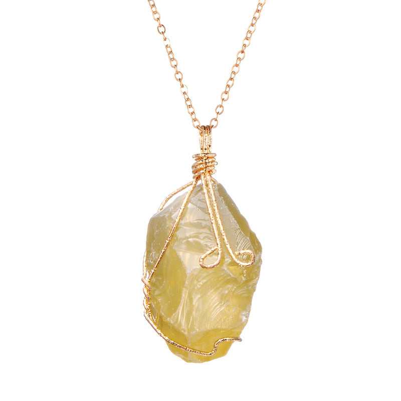 Natural rough stone pendant necklace