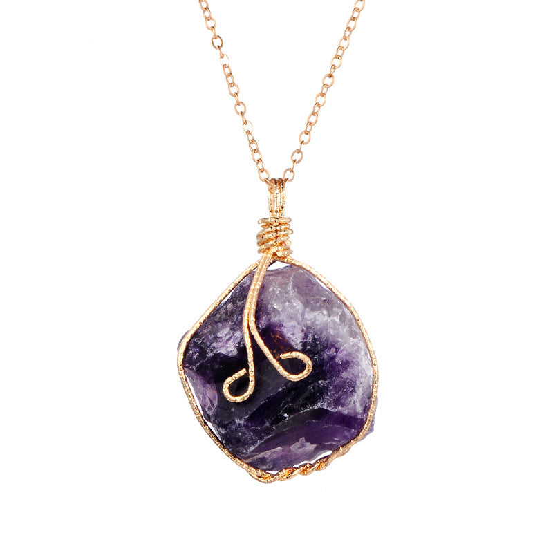 Natural rough stone pendant necklace