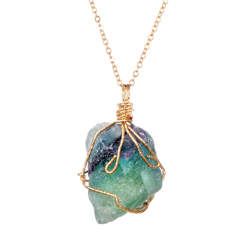 Natural rough stone pendant necklace