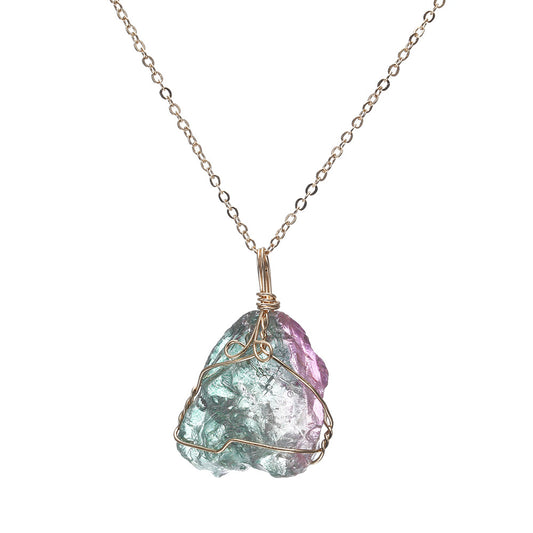 Natural rough stone pendant necklace