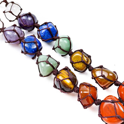 Natural stone seven chakra pendant